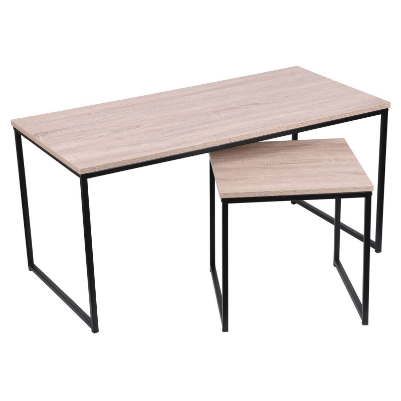 Lot de 2 tables basses Colorado en MDF et Métal - Marron et Noir Lot de 2 tables basses Colorado en MDF et Métal - Marron et Noir