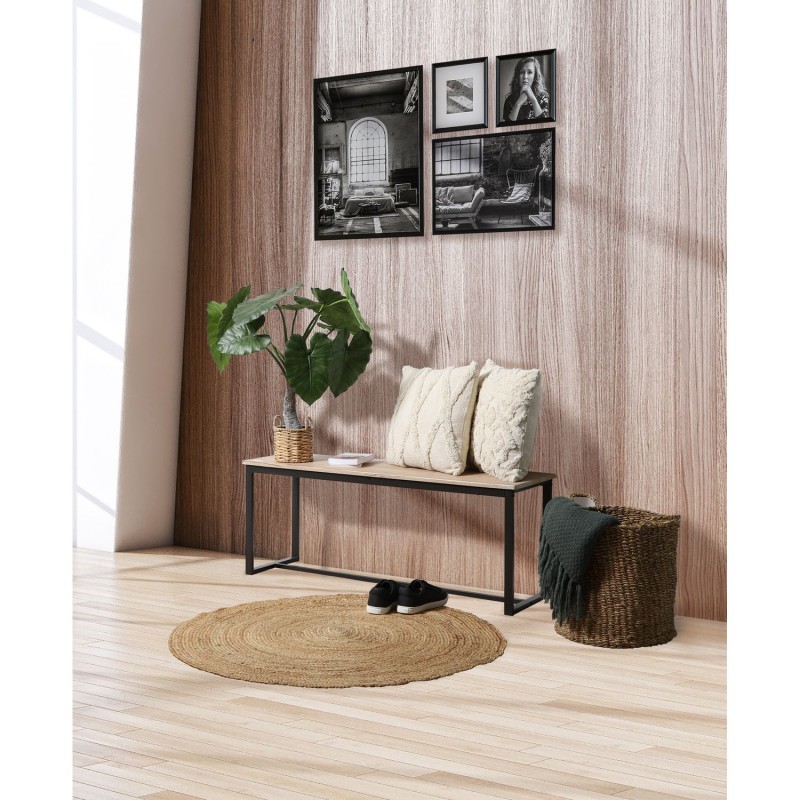 Banc d'intérieur Dock en MDF et Métal - H.45cm x L.120 cm - Beige et Noir