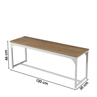 Banc d'intérieur Casa Blanca en Panneaux de particules et Métal - H.46cm x L.120 cm - Beige et Blanc