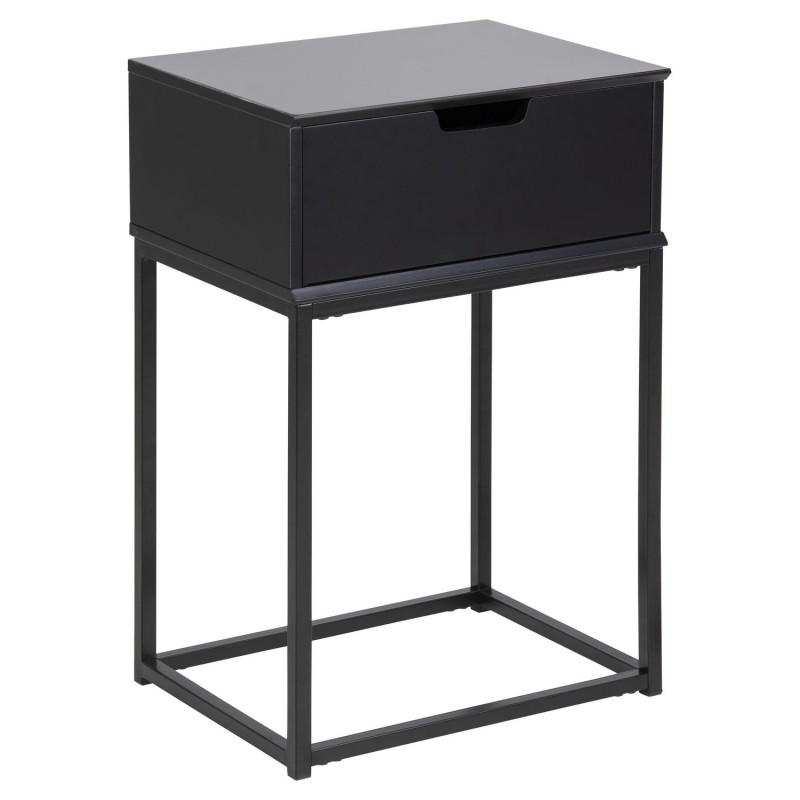 Table de chevet 1 tiroir en MDF et Métal - Noir Table de chevet 1 tiroir en MDF et Métal - Noir