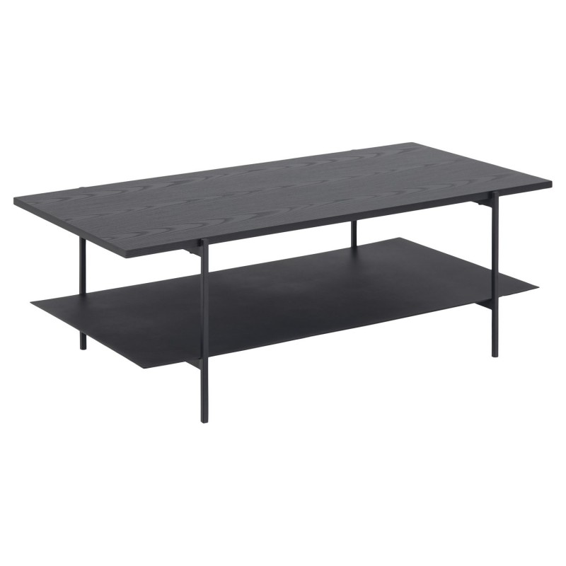 Table basse 2 niveaux en mélaminé et Métal - L. 115 cm x H. 40 cm - Noir