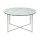Table basse ronde effet marbre en verre et métal - L.80 cm x H. 45 cm - Blanc