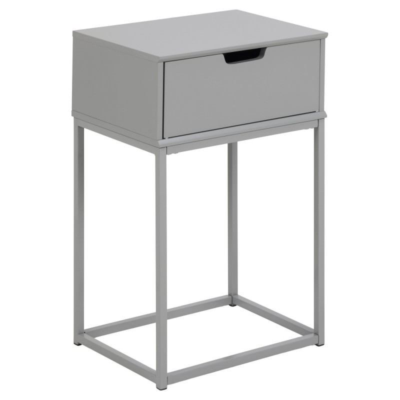 Table de chevet 1 tiroir en MDF et Métal - Gris Table de chevet 1 tiroir en MDF et Métal - Gris
