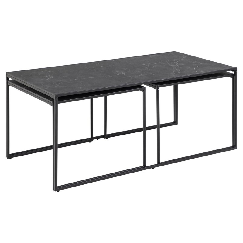 Table basse extensible en 3 pièces en Mélamine et Métal - L.120 à 232 cm - Noir Table basse extensible en 3 pièces en Mélamine et Métal - L.120 à 232 cm - Noir