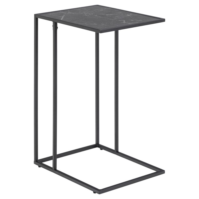 Table d'appoint ou à café rectangulaire haute effet marbre en Mélamine et Métal - L. 43 cm x H. 63 cm - Noir Table d'appoint ou à café rectangulaire haute effet marbre en Mélamine et Métal - L. 43 cm x H. 63 cm - Noir