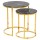 Lot de 2 Tables d'appoint ronde en Marbre et Métal - Diam.45cm + Diam.35cm - Doré et Noir