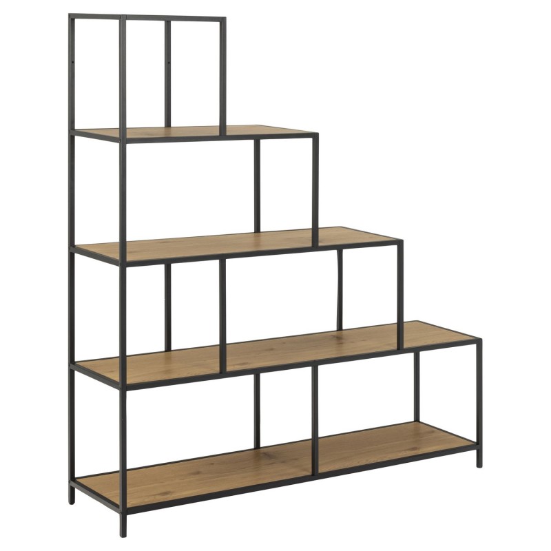Bibliothèque escalier sur 4 niveaux en Métal et Mélamine - H.135 cm - Noir et Beige Bibliothèque escalier sur 4 niveaux en Métal et Mélamine - H.135 cm - Noir et Beige