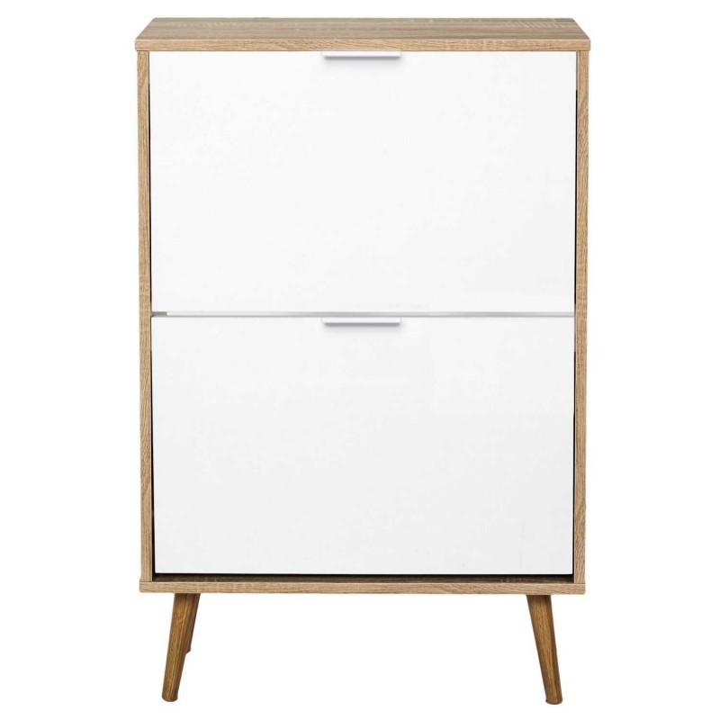 Meuble à chaussures avec 2 portes - Blanc et Bois