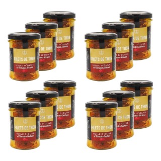 Lot 12x Filets de thon huile olive et tomates séchées - Pot 200g