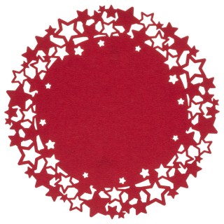Set de table de Noël rond motifs étoiles en feutrine Diam. 38 cm - Rouge