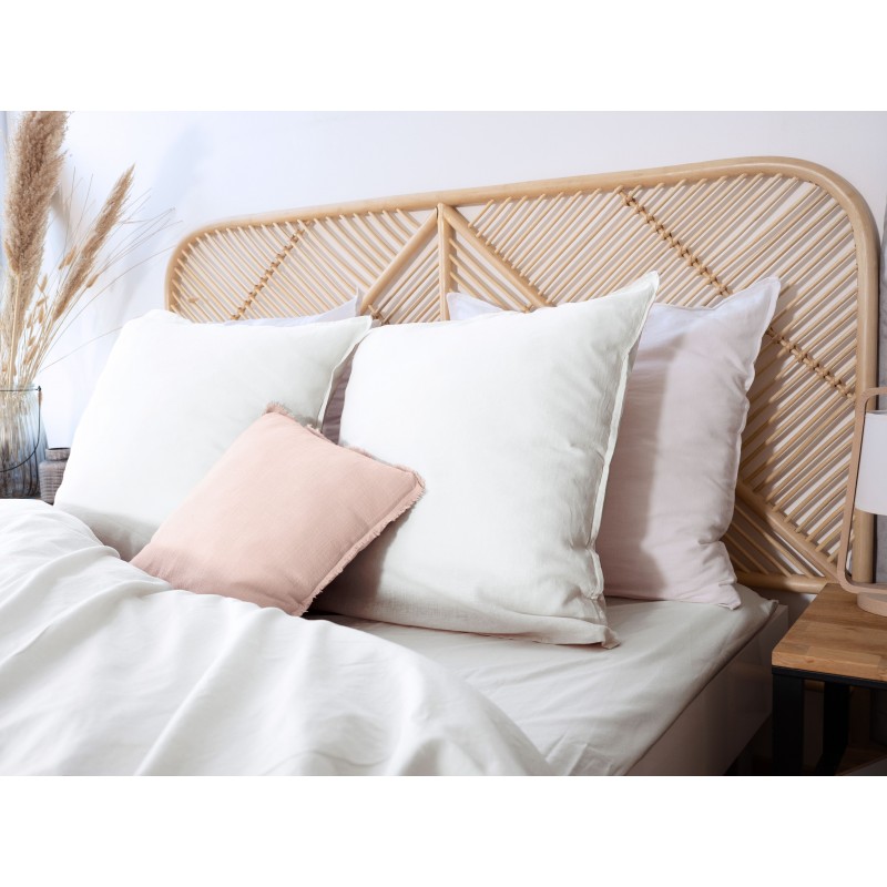 Drap housse - 100% coton lavé 57 fils - 160 x 200 cm - Blanc
