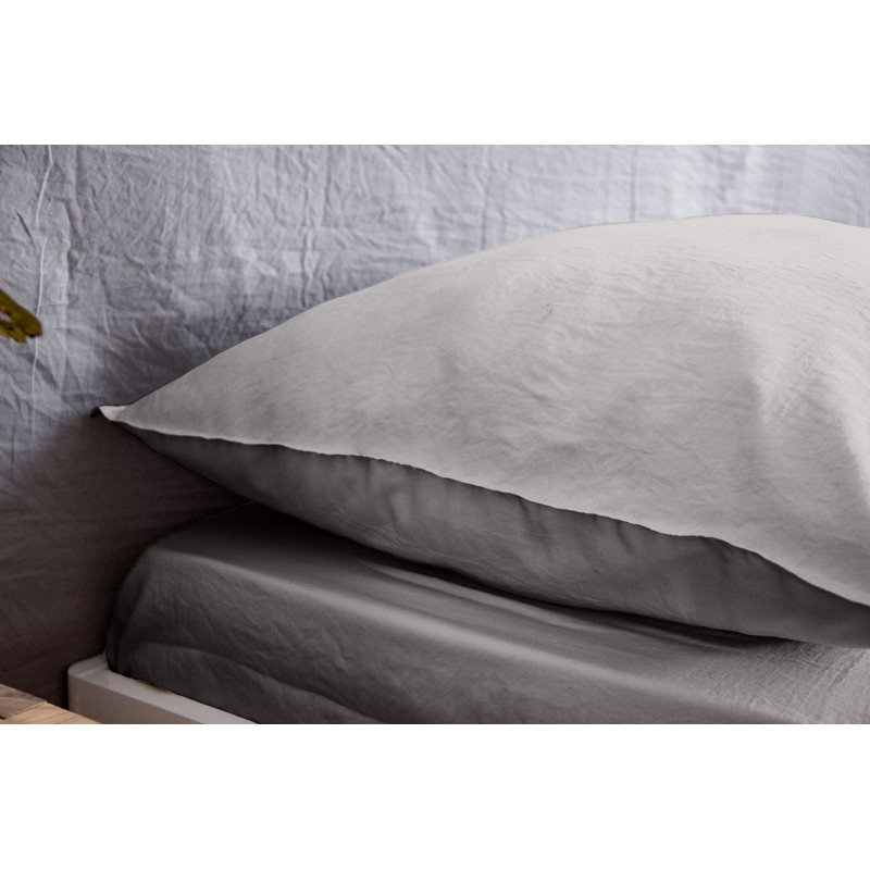 Drap housse - 100% microfibre lavée - 160 x 200 cm - Anthracite