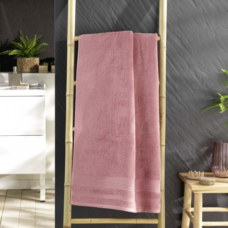 Drap de douche DAYTA - Eponge unie 500 g/m² - 70 x 130 cm - Bois de rose