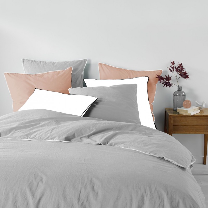 Drap housse GRANA - 100% Coton - 140 x 190 cm - Gris