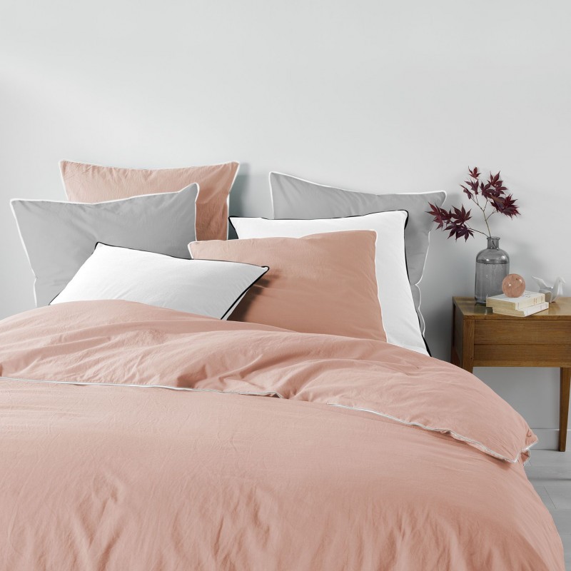 Drap housse GRANA - 100% Coton - 140 x 190 cm - Rose