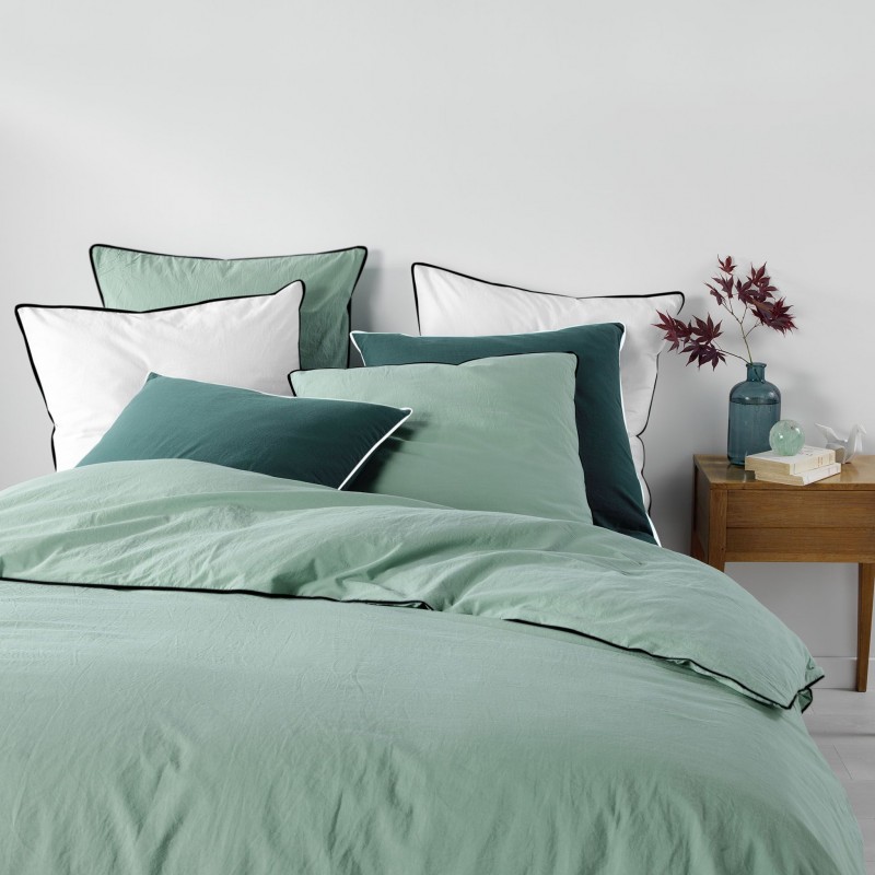 Parure de lit GRANA - 100% coton - 240 x 260 cm - Sauge