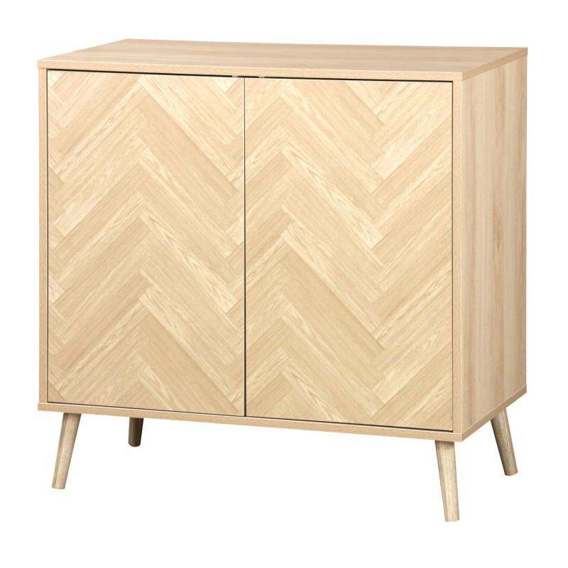 Buffet 2 portes Shelby en bois avec système d'ouverture push pull - Beige