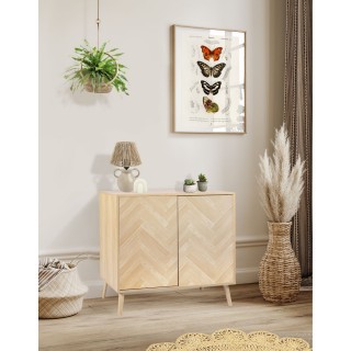 Buffet 2 portes Shelby en bois avec système d'ouverture push pull - Beige