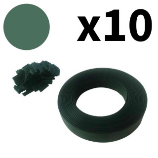 Lot de 10 Lamelles occultantes avec clip de fixation de 50 m - Vert