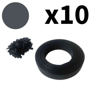 Lot de 10 Lamelles occultantes avec clip de fixation de 50 m - Gris Anthracite