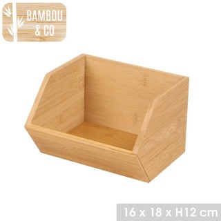 Organisateur empilable en bambou - L. 16 x l. 18 x H. 12 cm