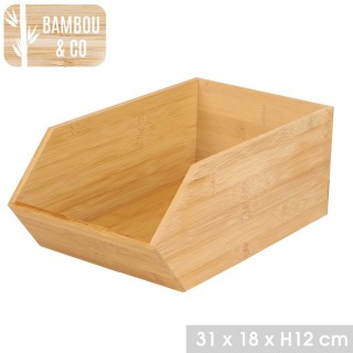 Organisateur empilable en bambou - L. 31 x l. 18 x H. 12 cm