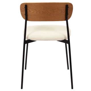 Lot de 4 Chaises effet bouclette Loki en contreplaqué et polyester - Beige et Blanc