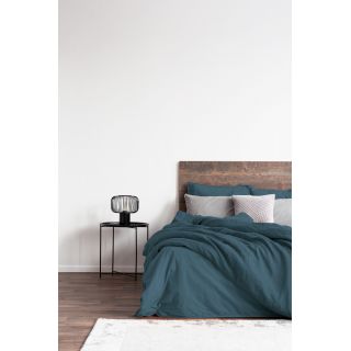 Parure de lit - Coton et Lin - 220 x 240 cm - Marine