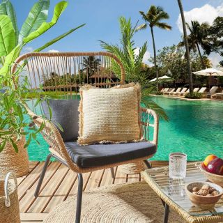 Coussin design bord de mer en jute Raphia - L. 40 x l. 40 cm - Beige