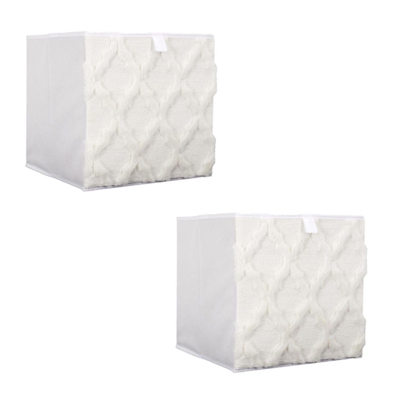 Lot de 2 cubes de rangement pliable losange - 30 x 30 cm - Beige