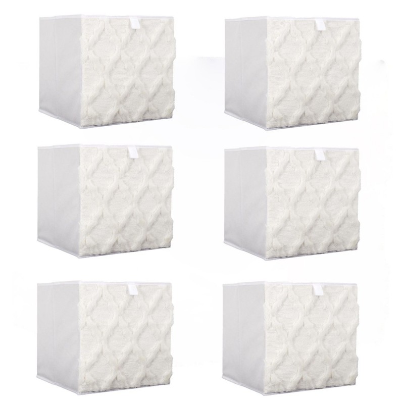 Lot de 6 cubes de rangement pliable losange - 30 x 30 cm - Beige